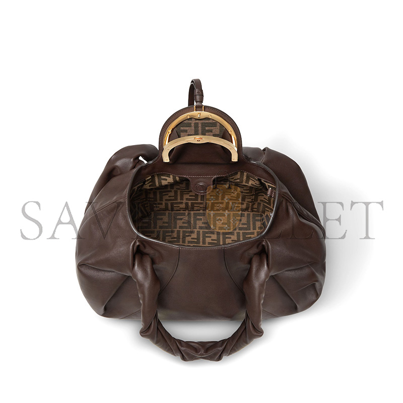 F**di spy dark brown leather bag 8br839ayctf0l1b (48*22*20cm)